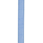 Load image into Gallery viewer, Close-up front view of the Florist Basics Light Blue Dupioni wired ribbon showing its elegant faux silk slub texture and color-matched stitched wired edges.
