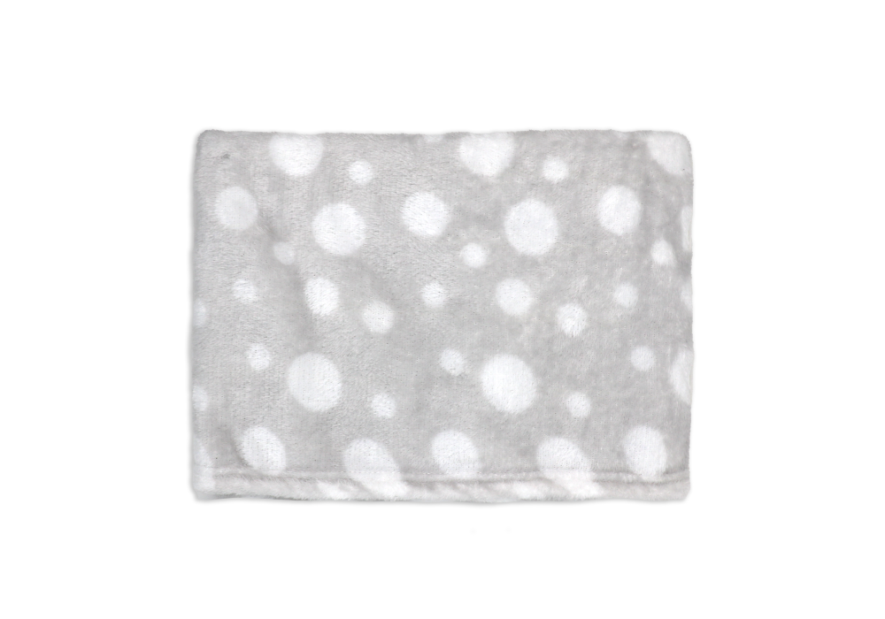 Dotted Flannel Fleece Baby Blanket, 30 x 36 in, Light Grey & White Color