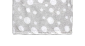 Dotted Flannel Fleece Baby Blanket, 30 x 36 in, Light Grey & White Color