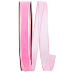 Load image into Gallery viewer, Charlize sheer satin wired edge ribbon spool in light pink color. Available in multiple widths for gift wrapping, floral design, weddings, and craft projects.
