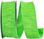 Load image into Gallery viewer, Florist Basics Dupioni Supreme Wired Edge Ribbon in vibrant Lime, 1½ inch wide by 10 yards, displaying its luxurious faux dupioni texture and flexible wired edges for decorative bows and wreaths.
