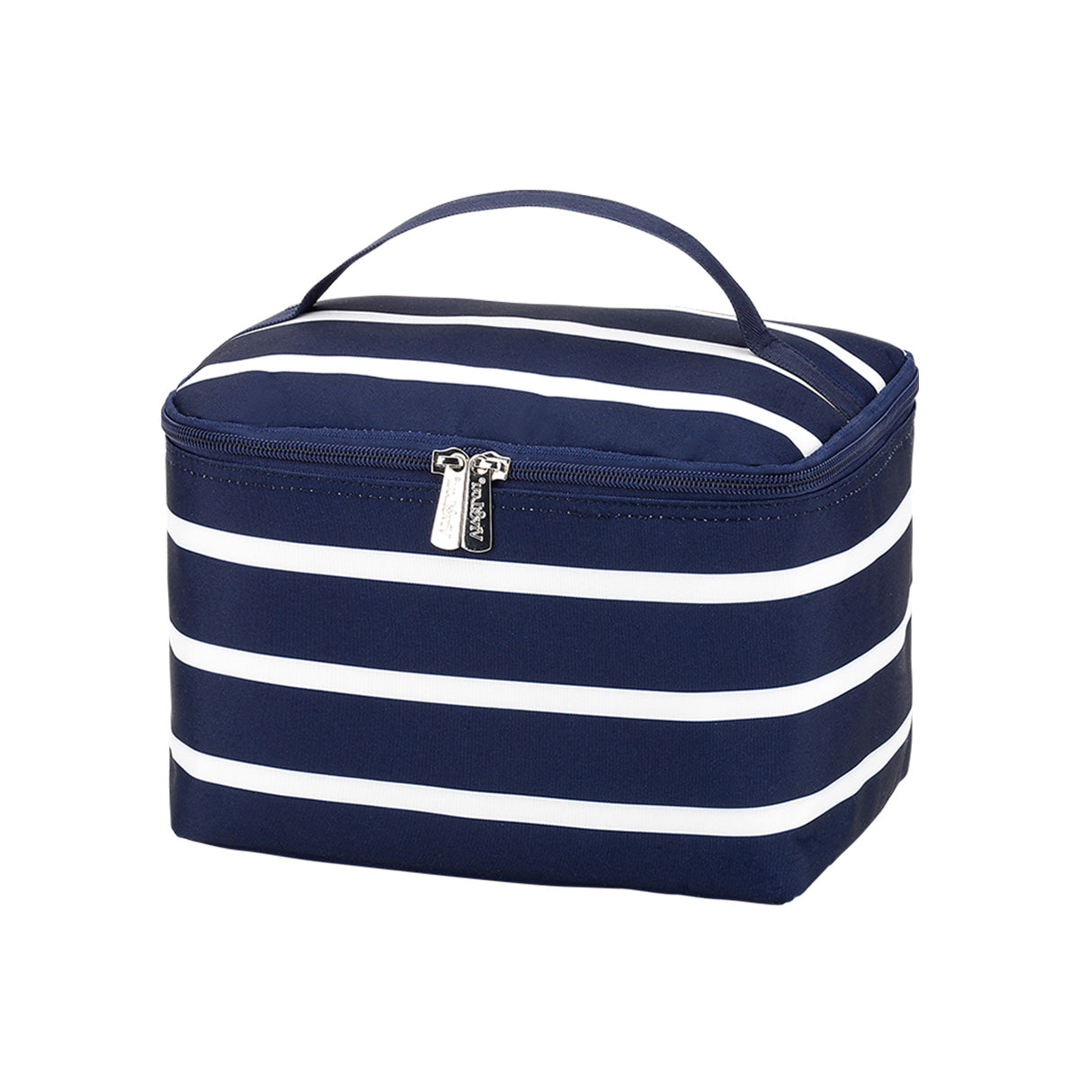 Cosmetic Bag - White & Navy Stripes