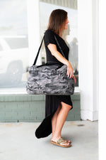 Load image into Gallery viewer, Travel Bag - Black &amp; Grey Camo
