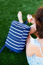 Load image into Gallery viewer, Cooler Backpack --- Navy Stripes
