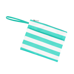 Zip Pouch Wristlet - Mint & White Stripes