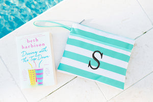 Zip Pouch Wristlet - Mint & White Stripes