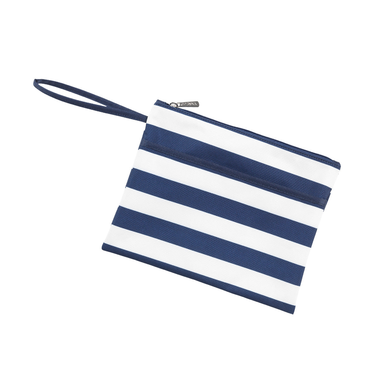 Zip Pouch Wristlet - White & Navy Stripes