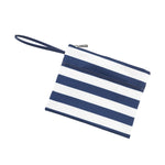 Load image into Gallery viewer, Zip Pouch Wristlet - White &amp; Navy Stripes
