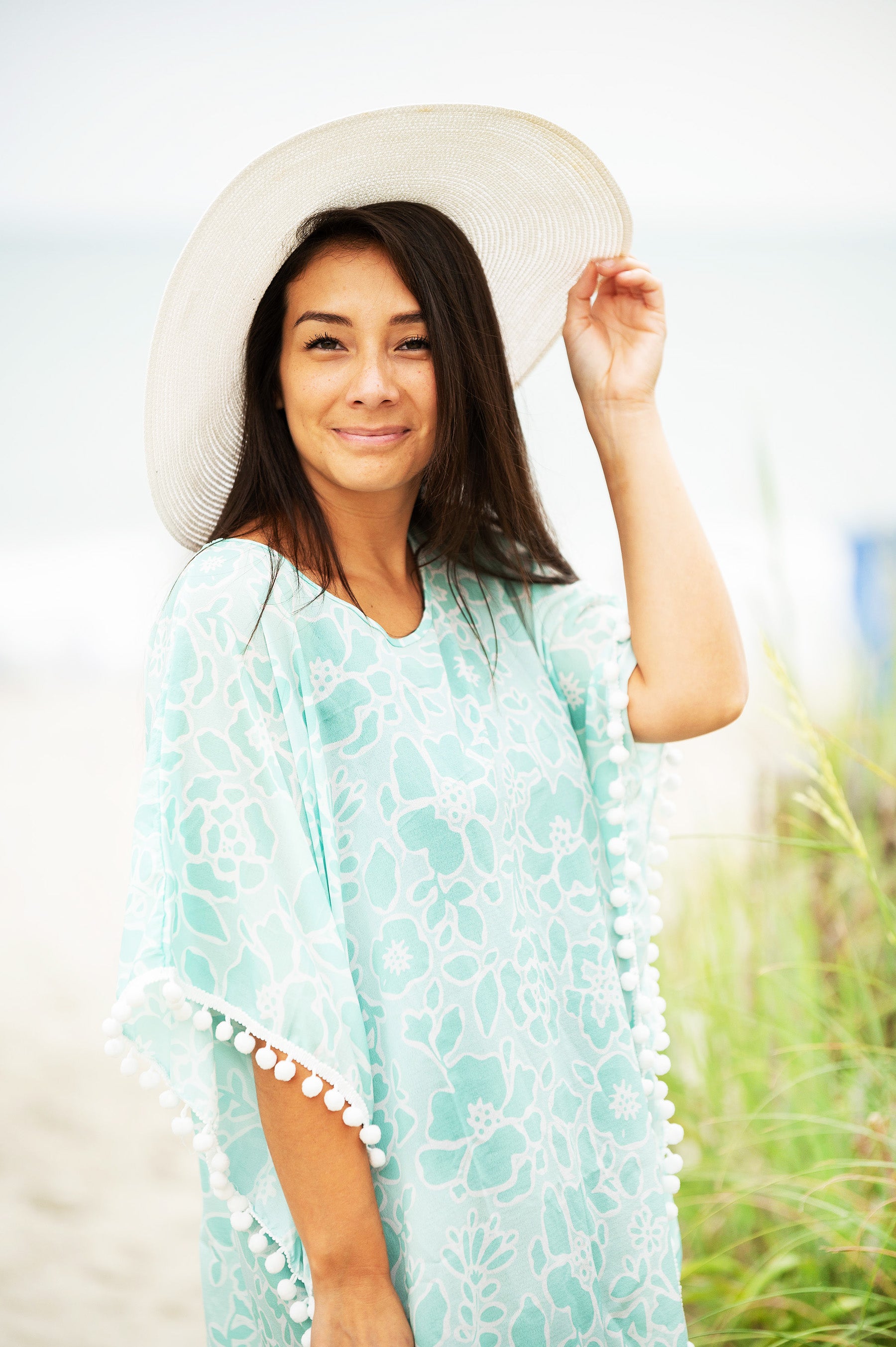 Women's Beach Pom-Pom Cover Up --- Ocean Breeze