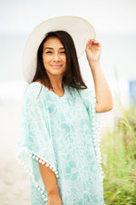 Load image into Gallery viewer, Women&#39;s Beach Pom-Pom Cover Up --- Ocean Breeze
