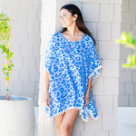 Load image into Gallery viewer, Women&#39;s Beach Pom-Pom Cover Up --- Blue Leopard
