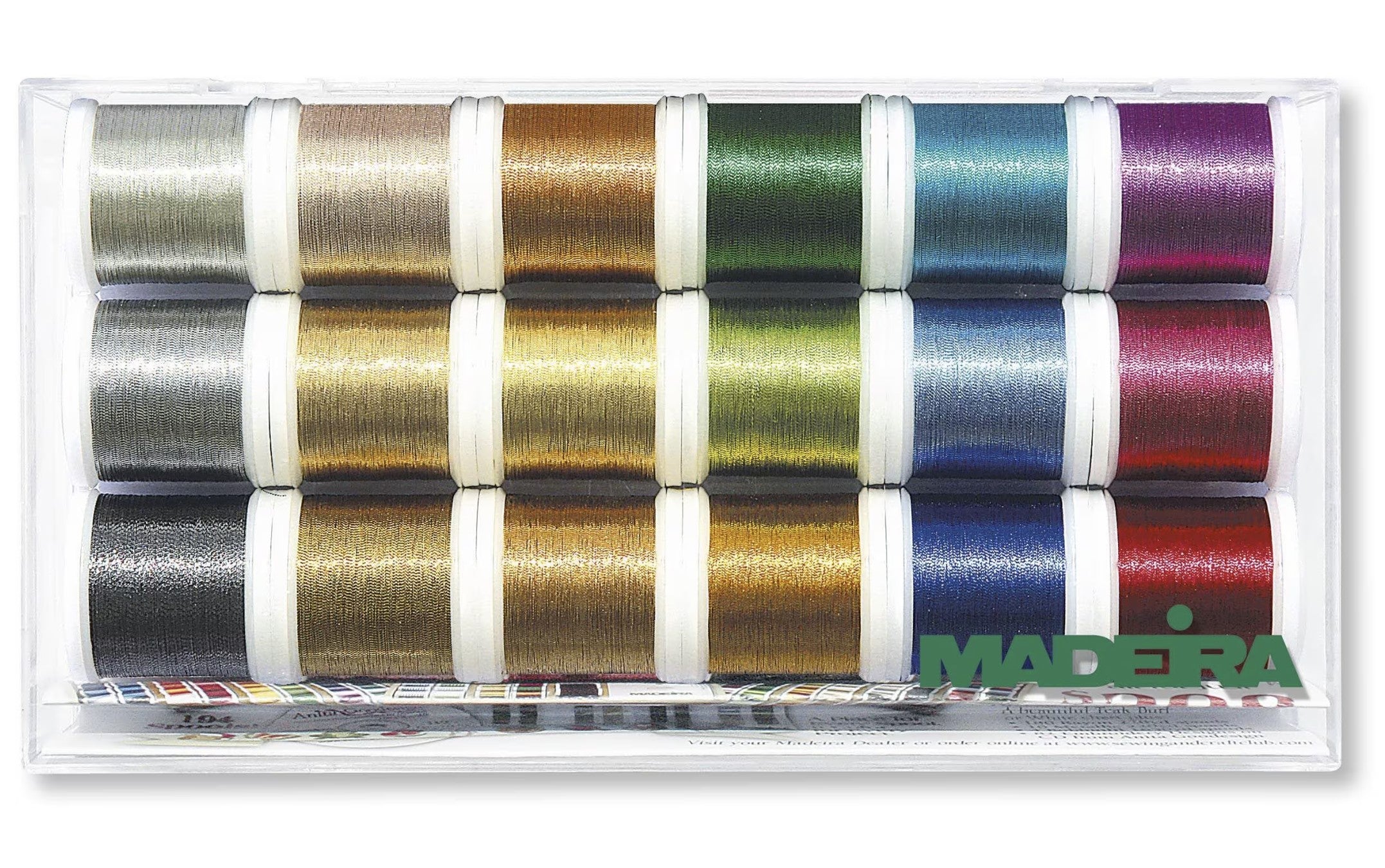 Assortment Metallic Smooth -- Machine Embroidery Threads -- Clear Box, 18 units (#40 Weight, Ref. MA8021) by MADEIRA®