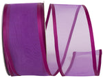 Load image into Gallery viewer, Charlize sheer satin wired edge ribbon spool in magenta color. Available in multiple widths for gift wrapping, floral design, weddings, and craft projects.
