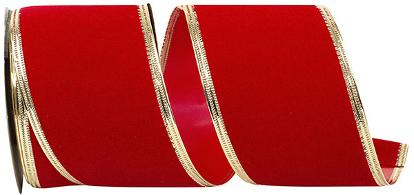 Outdoor Ribbon --- 2 ½ inch -  Medium Red Color - Velvet Polypro Domestic Regal Wired Edge Ribbon, Various Yard Lengths