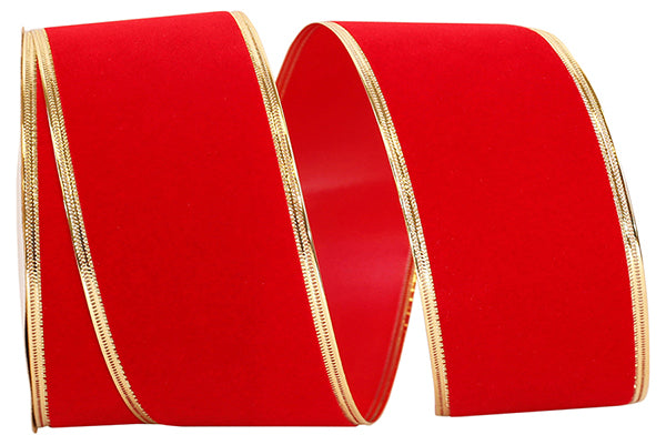 Outdoor Ribbon --- 2 ½ inch -  Medium Red Color - Velvet Polypro Domestic Regal Wired Edge Ribbon, Various Yard Lengths