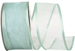 Load image into Gallery viewer, Charlize sheer satin wired edge ribbon spool in mint color. Available in multiple widths for gift wrapping, floral design, weddings, and craft projects.
