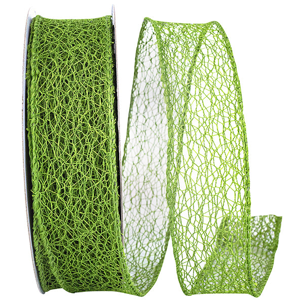 Web Natural Wire Edge Ribbon -- Moss Color -- 1½ inch x 25 yards