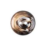 Load image into Gallery viewer, Mottled Dark Brown Thick Rounded Nylon Coat Button in 27L 17mm with a smooth 2-hole design and swirled tan, cream, and dark brown finish.
