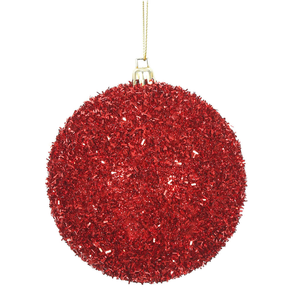 Red --- Tinsel Ball Ornament -- Various Sizes by Vickerman®