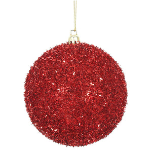 Red --- Tinsel Ball Ornament -- Various Sizes by Vickerman®