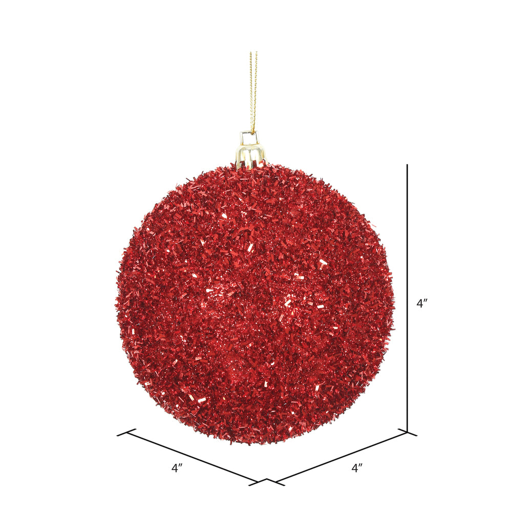 Red --- Tinsel Ball Ornament -- Various Sizes by Vickerman®