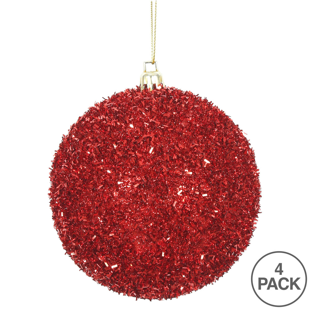 Red --- Tinsel Ball Ornament -- Various Sizes by Vickerman®