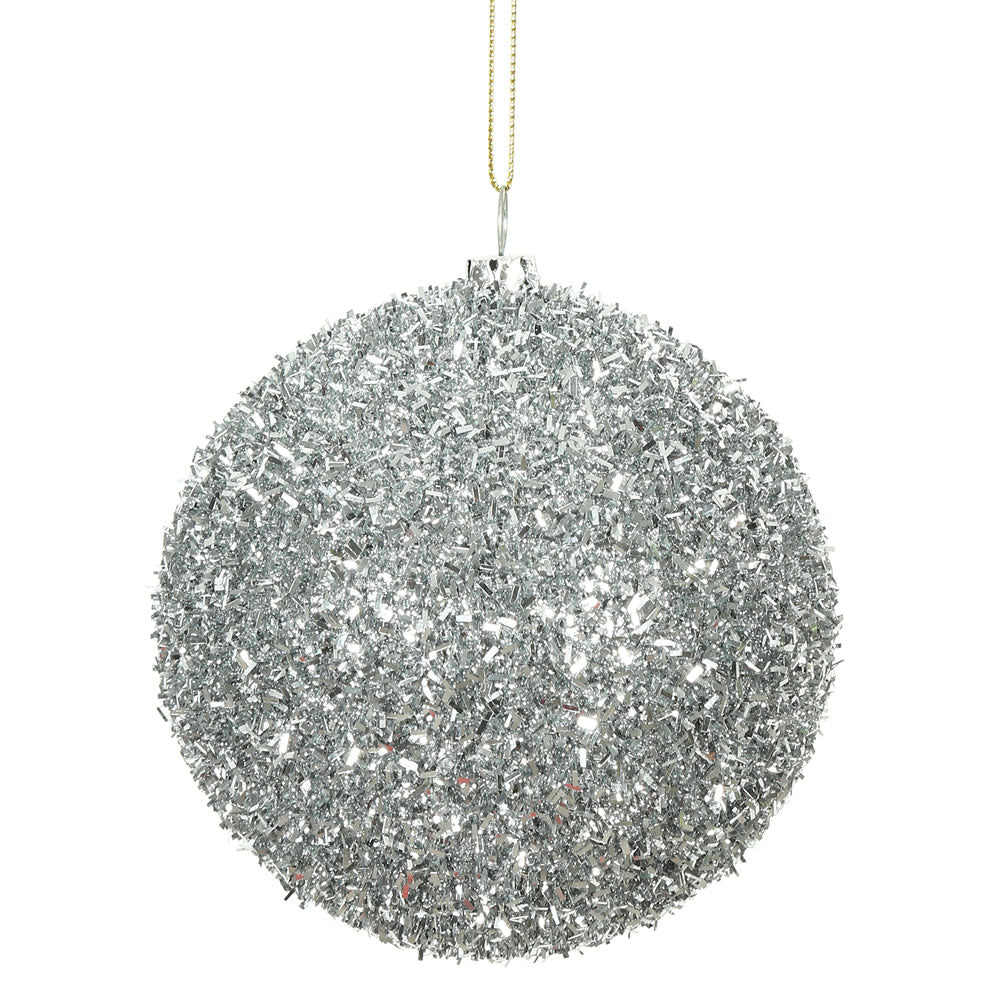 Silver --- Tinsel Ball Ornament -- Various Sizes by Vickerman®