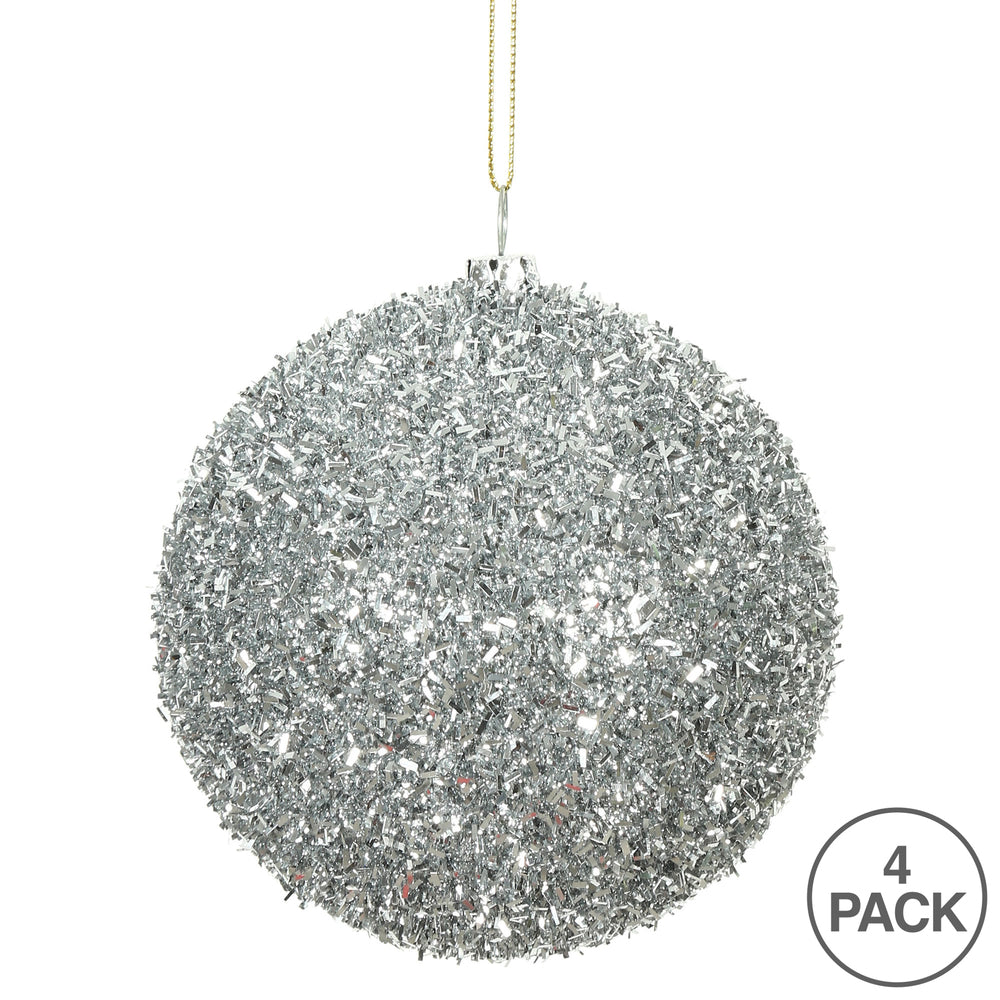 Silver --- Tinsel Ball Ornament -- Various Sizes by Vickerman®