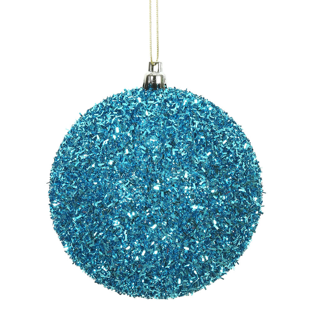 Turquoise --- Tinsel Ball Ornament -- Various Sizes by Vickerman®