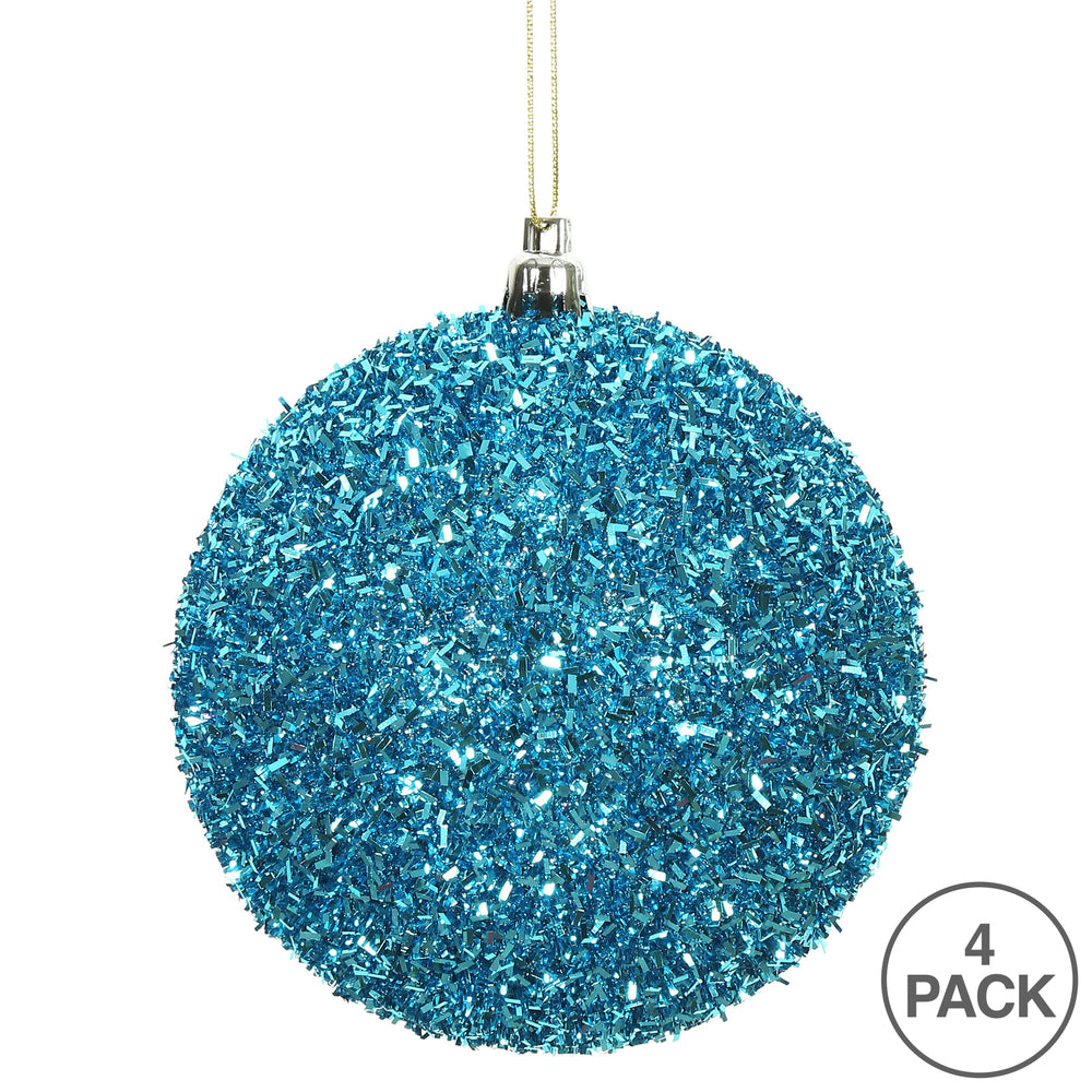 Turquoise --- Tinsel Ball Ornament -- Various Sizes by Vickerman®