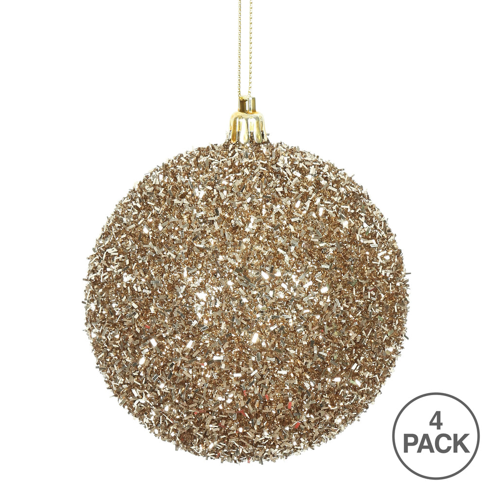 Champagne --- Tinsel Ball Ornament -- Various Sizes by Vickerman®