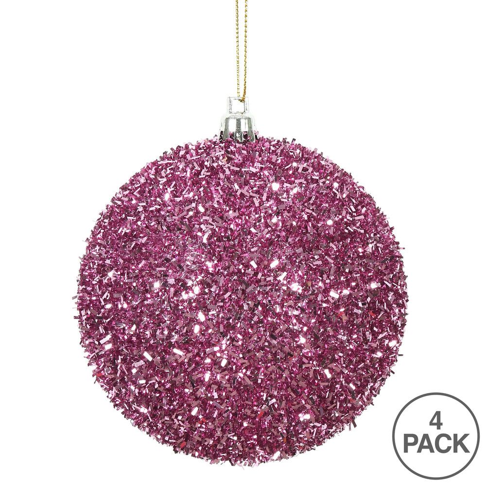 Pink --- Tinsel Ball Ornament -- Various Sizes by Vickerman®