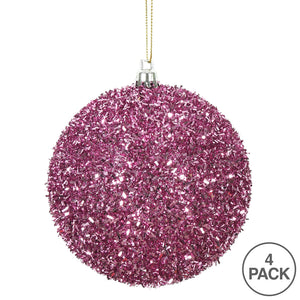 Pink --- Tinsel Ball Ornament -- Various Sizes by Vickerman®