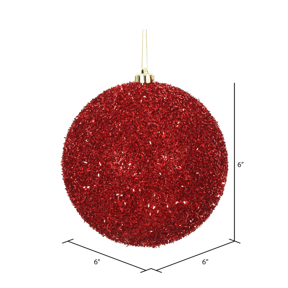 Red --- Tinsel Ball Ornament -- Various Sizes by Vickerman®