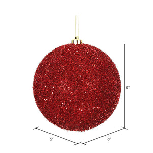 Red --- Tinsel Ball Ornament -- Various Sizes by Vickerman®