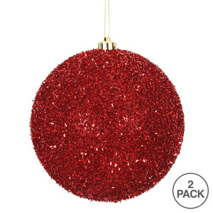 Red --- Tinsel Ball Ornament -- Various Sizes by Vickerman®