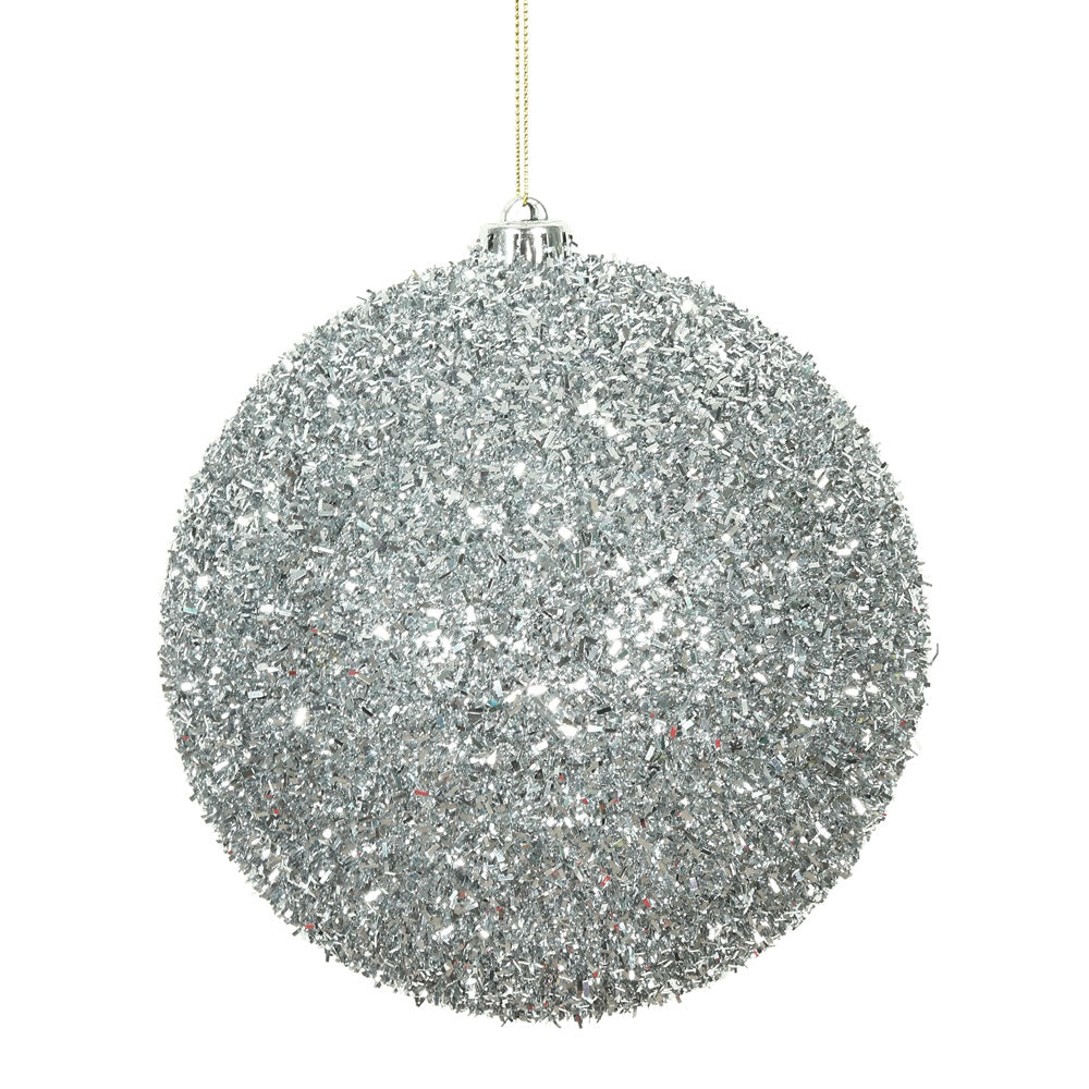 Silver --- Tinsel Ball Ornament -- Various Sizes by Vickerman®