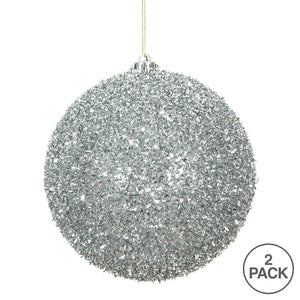 Silver --- Tinsel Ball Ornament -- Various Sizes by Vickerman®