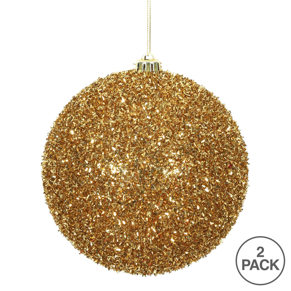 Antique Gold --- Tinsel Ball Ornament -- Various Sizes by Vickerman®