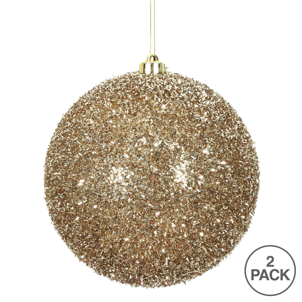 Champagne --- Tinsel Ball Ornament -- Various Sizes by Vickerman®