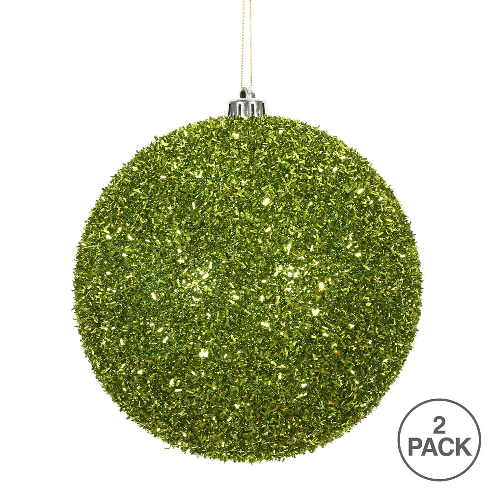 Lime --- Tinsel Ball Ornament -- Various Sizes by Vickerman®