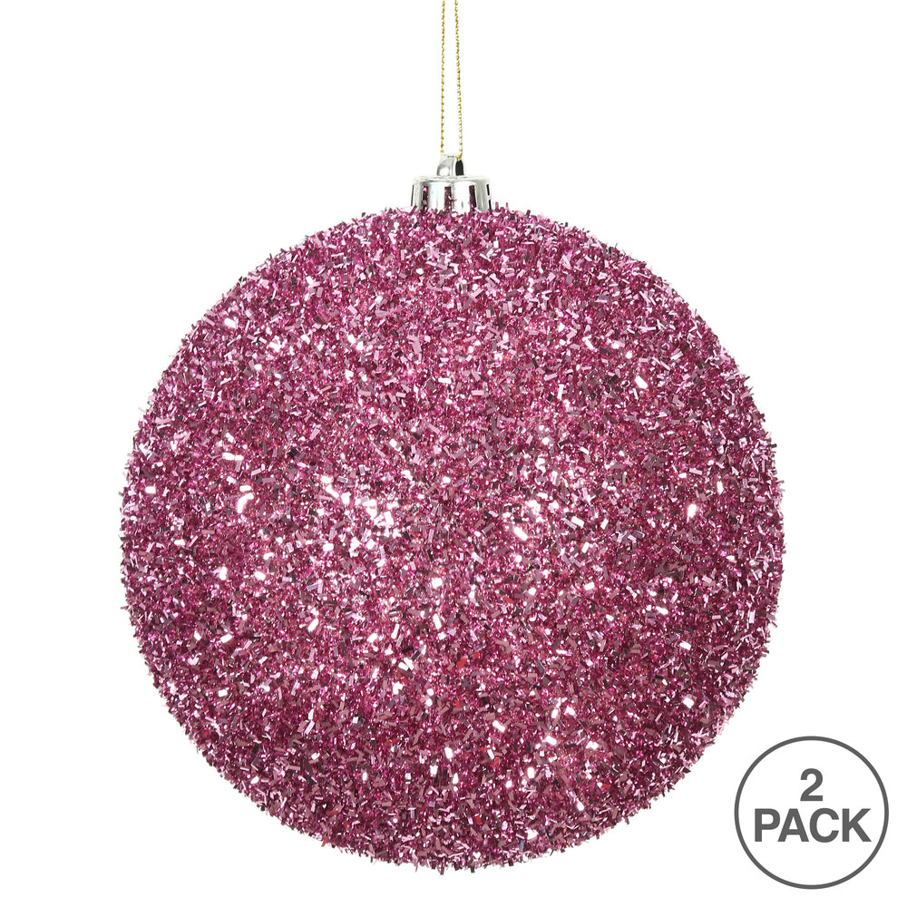 Pink --- Tinsel Ball Ornament -- Various Sizes by Vickerman®