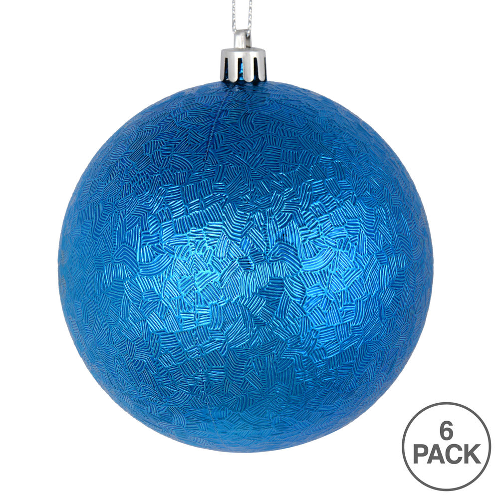 Blue --- 4 in --- Drilled Brushed Finish Ball Ornament -- Vickerman®