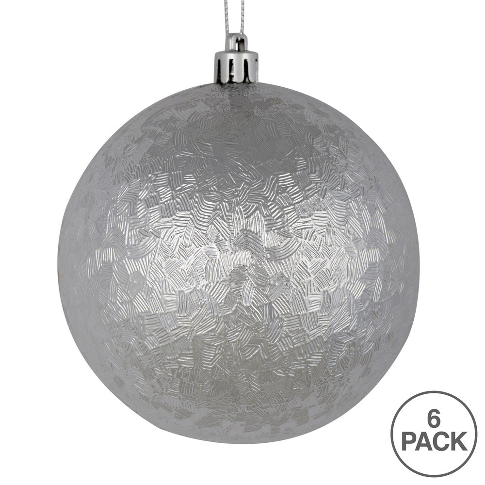 Silver --- 4 in --- Drilled Brushed Finish Ball Ornament -- Vickerman®