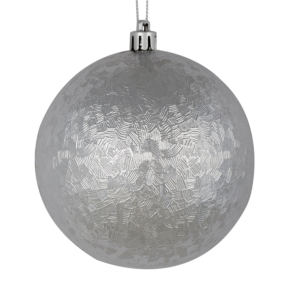 Silver --- 4 in --- Drilled Brushed Finish Ball Ornament -- Vickerman®