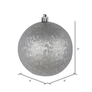 Silver --- 4 in --- Drilled Brushed Finish Ball Ornament -- Vickerman®