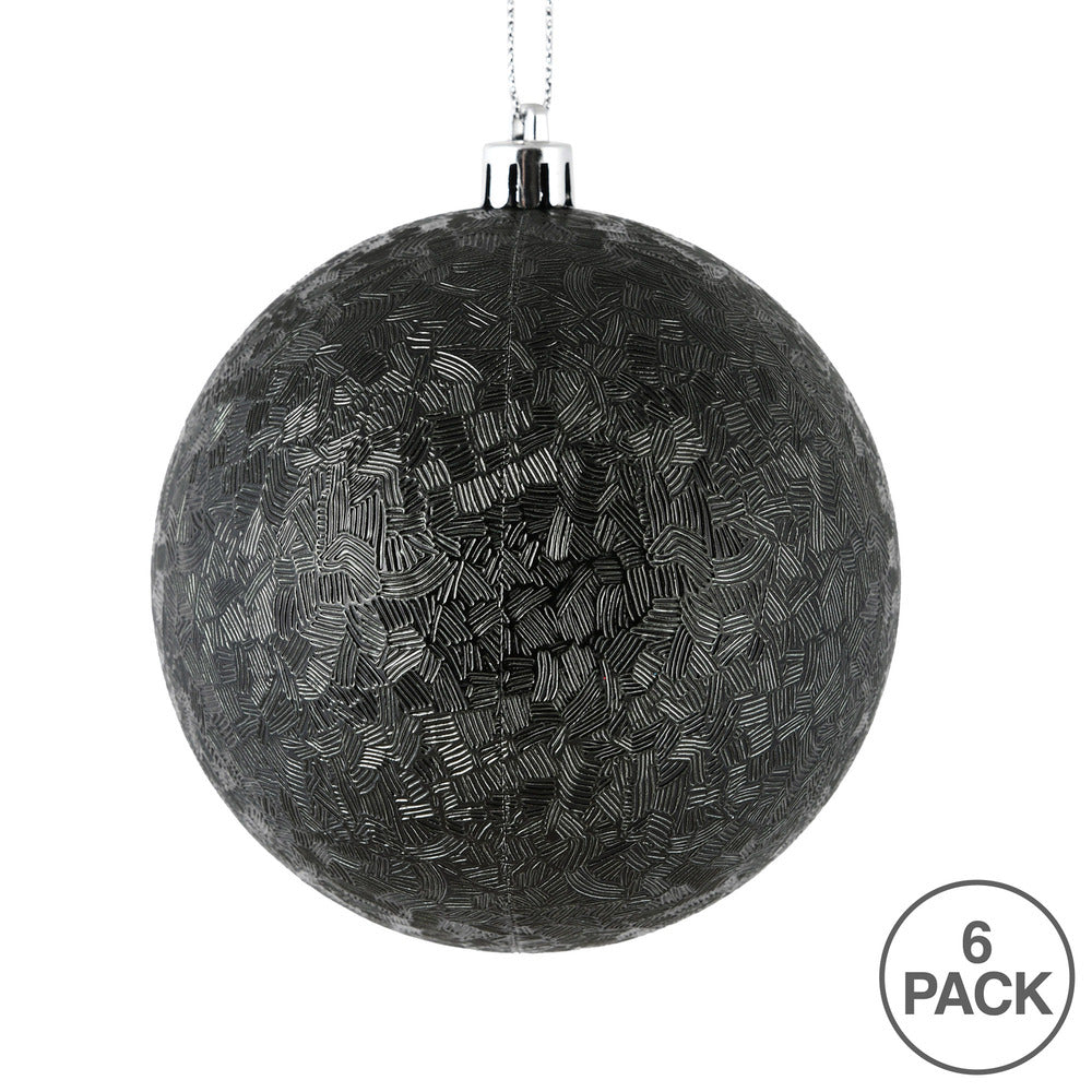 Black --- 4 in --- Drilled Brushed Finish Ball Ornament -- Vickerman®