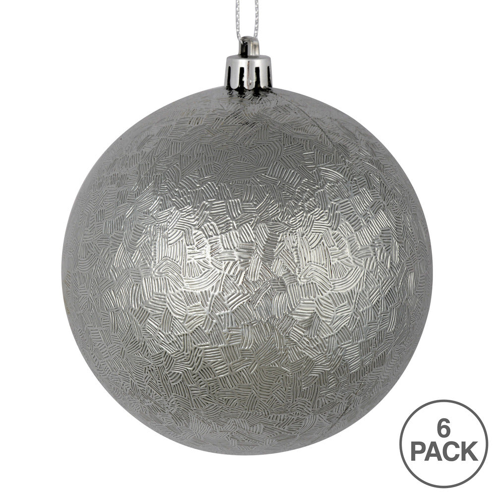 Pewter --- 4 in --- Drilled Brushed Finish Ball Ornament -- Vickerman®