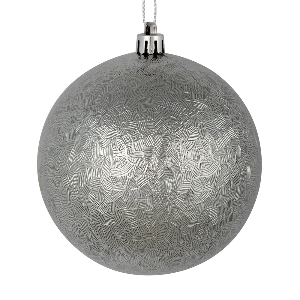 Pewter --- 4 in --- Drilled Brushed Finish Ball Ornament -- Vickerman®