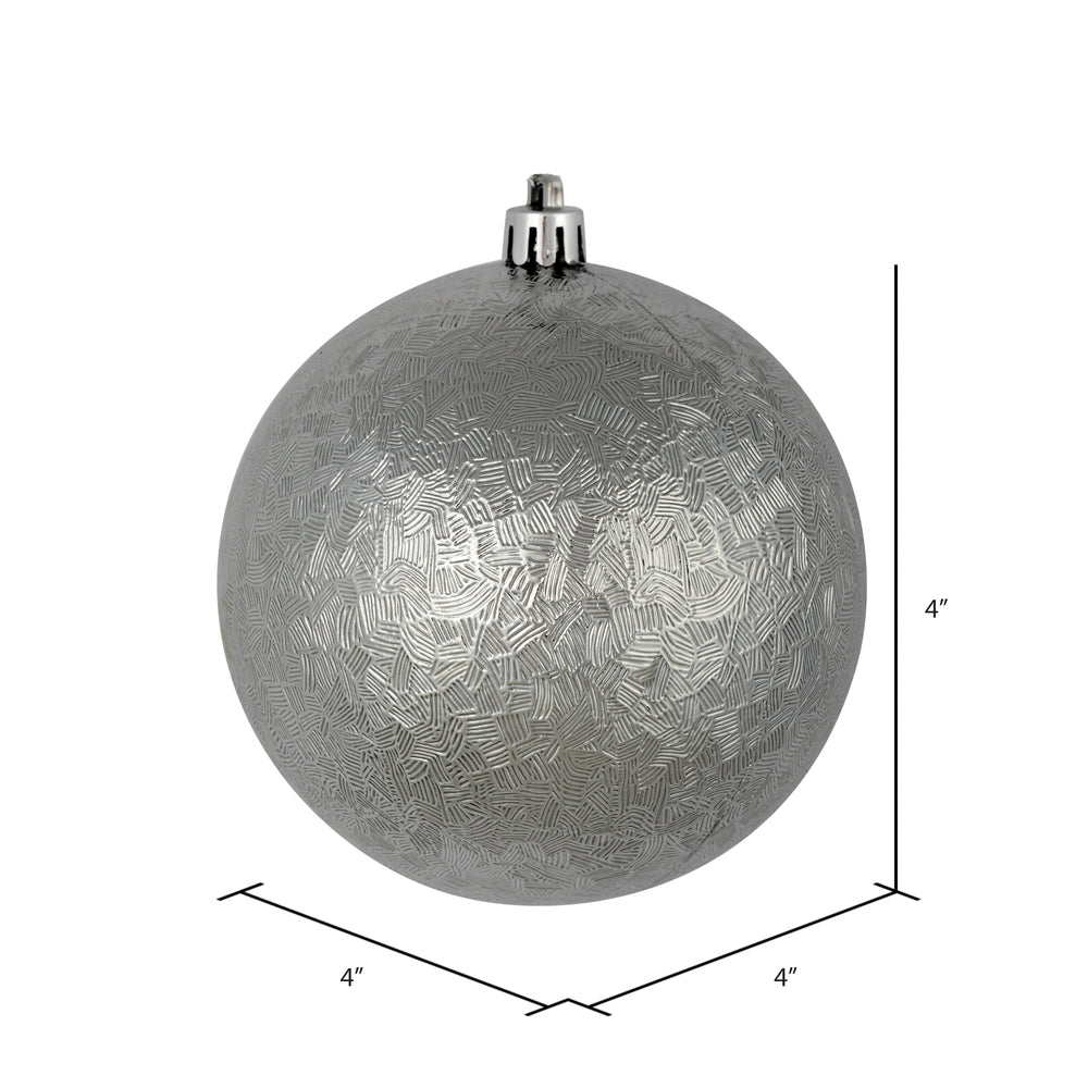 Pewter --- 4 in --- Drilled Brushed Finish Ball Ornament -- Vickerman®